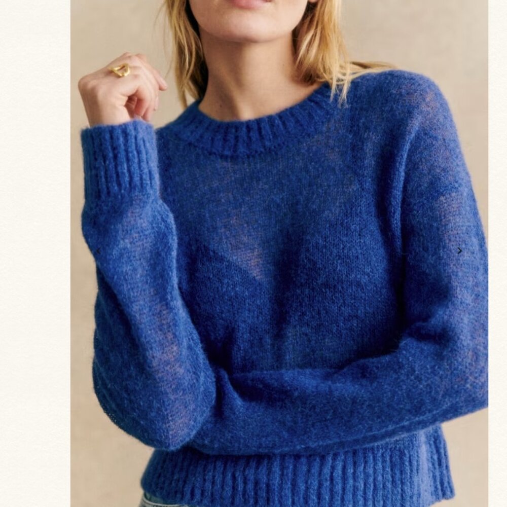 Sezane Royal Blue Crew Neck Sweater